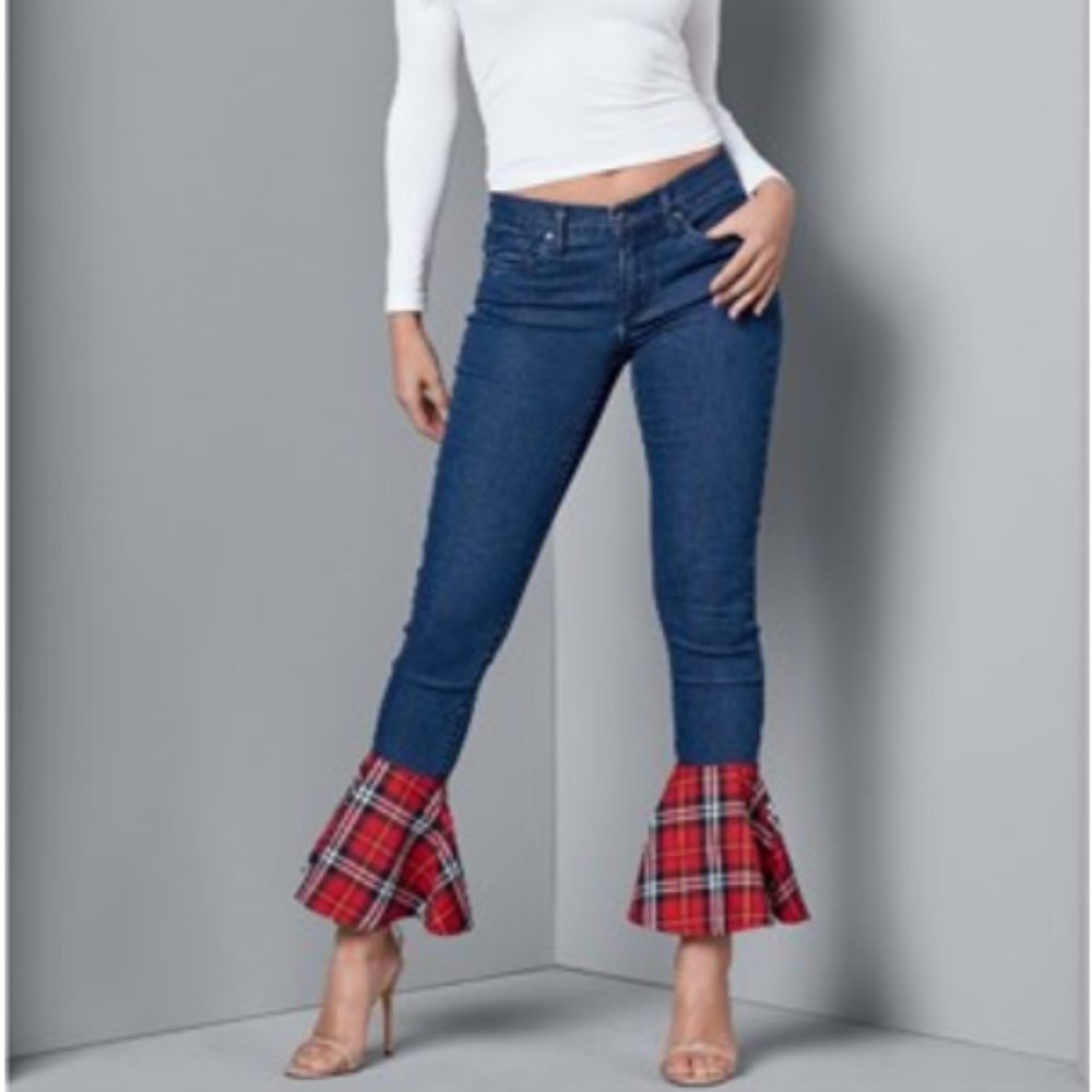 Venus Plaid Trim Jeans